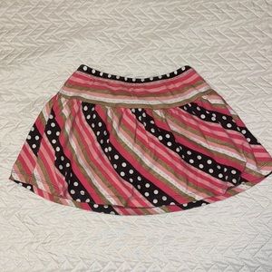 Pink Gold Sparkly and Polka Dot Sparkly Striped Skort Skirt